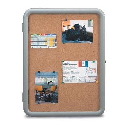 United Visual Products Single Door Image Enclosed Corkboard, 18", UVTE1824CK-SLBLUE UVTE1824CK-SLBLUE